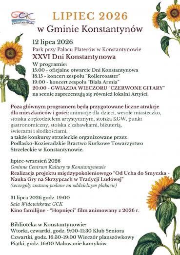 W tygodniu (27 - 31 lipca):